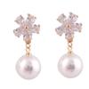 Grace Jun Gold Color or Platinum Plated AAA CZ Simulated Pearl Clip on Earrings No Pierced for Women (274Gold) view 1