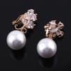 Grace Jun Gold Color or Platinum Plated AAA CZ Simulated Pearl Clip on Earrings No Pierced for Women (274Gold) view 3