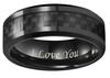 6mm 8mm 10mm Black Carbon Fiber Black Tungsten Carbide Wedding Band Ring Engraved I Love You Men Women (8mm,11) view 2