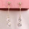 Grace Jun Bridal AAA CZ Water Drop Shape Clip on Earrigs for Women(302Gold Clip-on) view 3