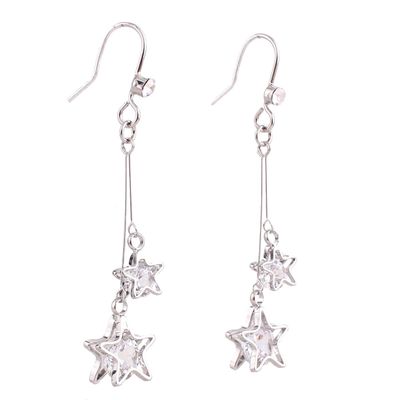 Grace Jun New Bridal AAA CZ Triangle Star Ball Water Drop Shape Clip on Earrigs and Dangle Earrings (317Platinum Pierced)