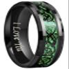 CROWNAL 6mm 8mm Blue/Green Carbon Fiber Black Celtic Dragon Tungsten Carbide Wedding Band Ring Engraved I Love You (6mm,12) view 1