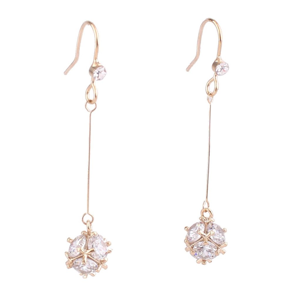 Grace Jun Ball Shape Clip on Earrigs and Dangle Earrings (316Gold Pierced)