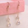 Grace Jun New Bridal AAA CZ Triangle Star Ball Water Drop Shape Clip on Earrigs and Dangle Earrings (302Gold Pierced) view 2