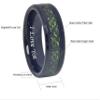 CROWNAL 6mm 8mm Blue/Green Carbon Fiber Black Celtic Dragon Tungsten Carbide Wedding Band Ring Engraved I Love You (8mm,9.5) view 3