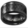 6mm 8mm 10mm Black Carbon Fiber Black Tungsten Carbide Wedding Band Ring Engraved I Love You Men Women (8mm,13) view 2