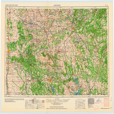 YellowMaps Ardmore OK topo map, 1:250000 Scale, 1 X 2 Degree, Historical, 1963, Updated 1963, 23.1 x 32.6 in - Tyvek