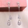 Grace Jun Bridal AAA CZ Triangle Star Ball Water Drop Shape Clip on Earrigs and Dangle Earrings (302Platinum Clip-on) view 3