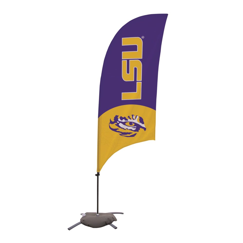 LSU Tigers College Sports Printed Feather Flag - NCAA Licensed - Super Polyester - School Banner (Purple, Yellow, White) (7.5' Cross Base)