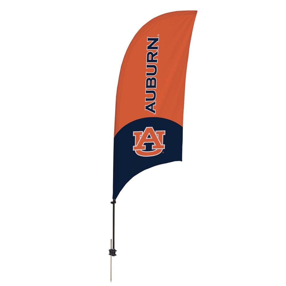 Auburn Tigers College Sports Printed Feather Flag - NCAA Licensed - Super Polyester - School Banner (Orange, Blue, White) (7.5' Spike Base)