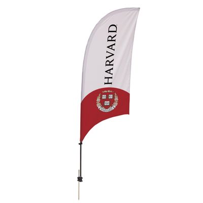 Harvard Crimson College Sports Printed Feather Flag - NCAA Licensed - Super Polyester - School Banner (White, Red) (7.5' Spike Base)
