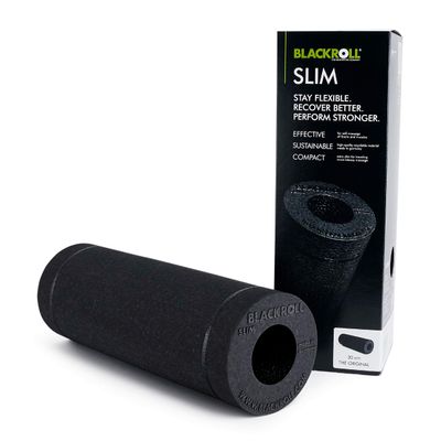 BLACKROLL - SLIM Foam Roller, Portable Massage and Fitness Tool for Muscle and Myofascial Release, Compact for Yoga and Workouts, Trigger Point Therapy, Foot Roller and Back Stretcher, 12 x 4, Black