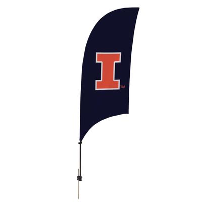Illinois Fighting Illini College Sports Printed Feather Flag - NCAA Licensed - Super Polyester - School Banner (Navy Blue, Orange) (7.5' Spike Base)