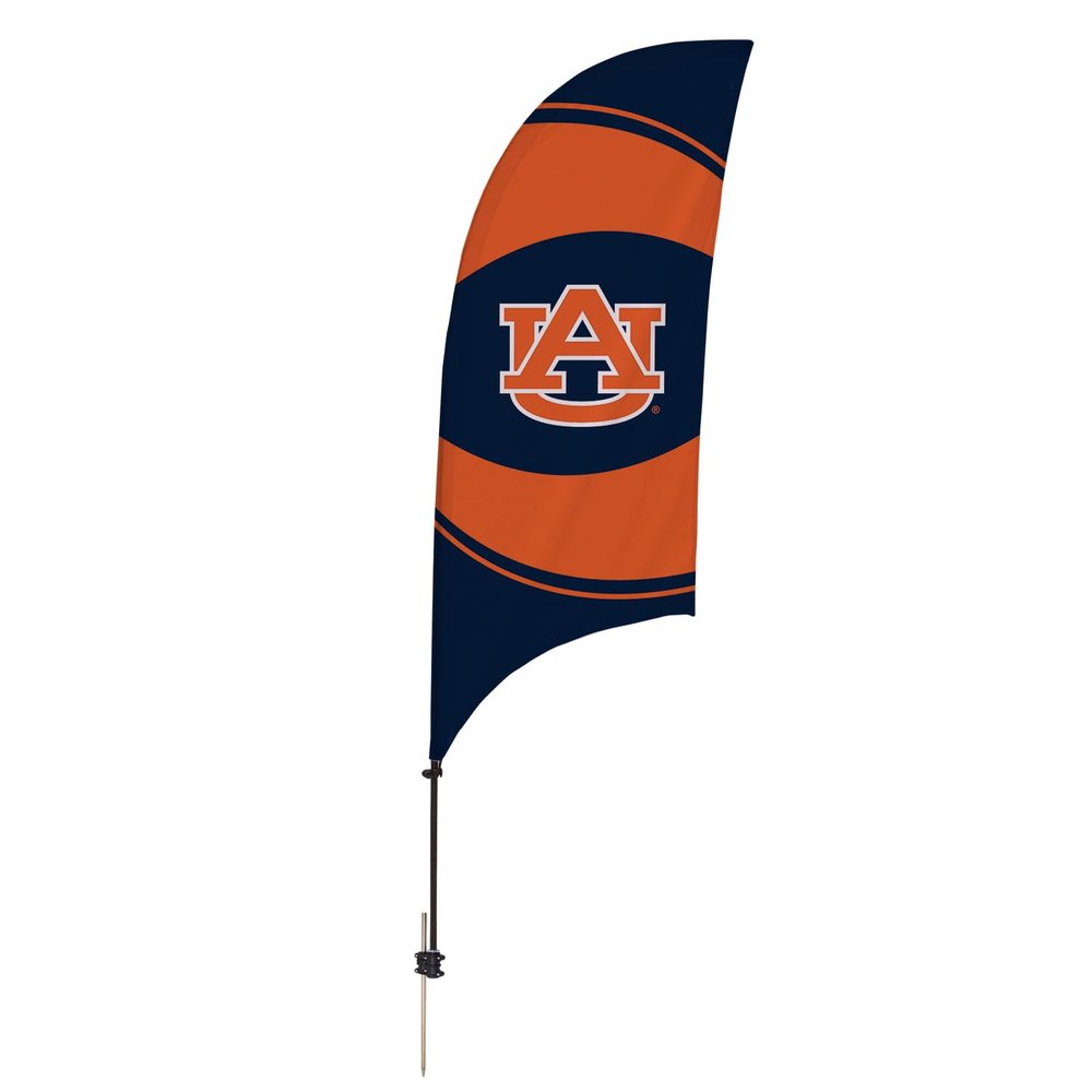 Auburn Tigers College Sports Printed Feather Flag - NCAA Licensed - Super Polyester - School Banner (Orange, Blue) (7.5' Spike Base)