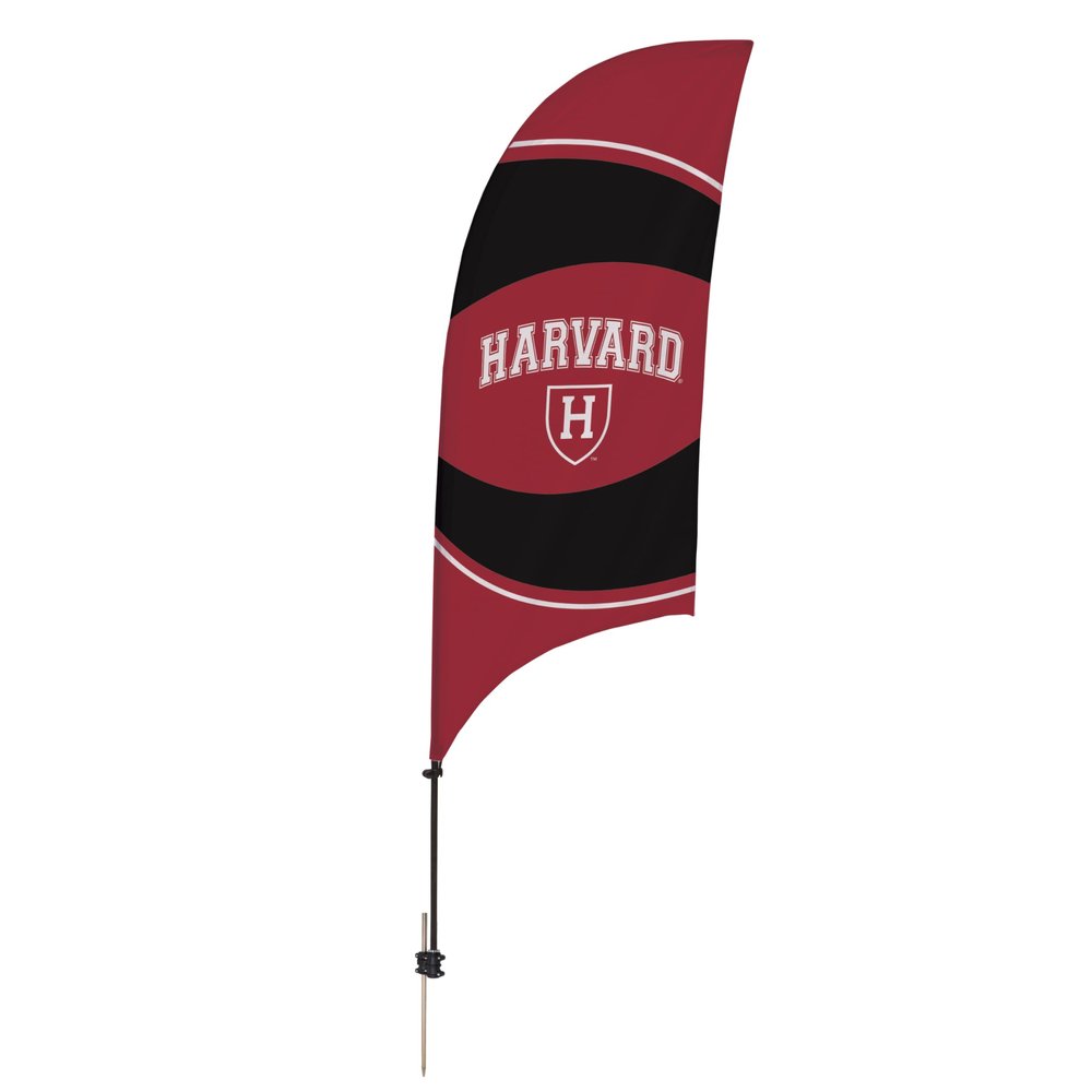 Harvard Crimson College Sports Printed Feather Flag - NCAA Licensed - Super Polyester - School Banner (Red, Black, White) (7.5' Spike Base)