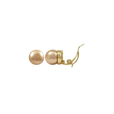 Isaac Kieran Rhodium or Gold Finish Faux Pearls Clip-On Stud Earrings (12 mm Gold Finish Champagne)