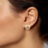 Isaac Kieran Rhodium or Gold Finish Faux Pearls Clip-On Stud Earrings (12 mm Gold Finish Champagne) view 3