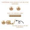 Isaac Kieran Rhodium or Gold Finish Faux Pearls Clip-On Stud Earrings (12 mm Gold Finish Champagne) view 4
