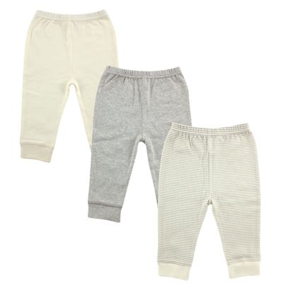 Luvable Friends Unisex Baby Cotton Pants, Neutral Gray Stripe, 4 Toddler