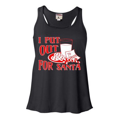 Go All Out Small Black Womens I Put Out for Santa Funny Christmas Flowy Racerback Tank Top T-Shirt