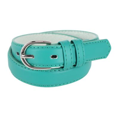 CTM Kid's Leather 1 inch Basic Dress Belt, Medium, Turquoise