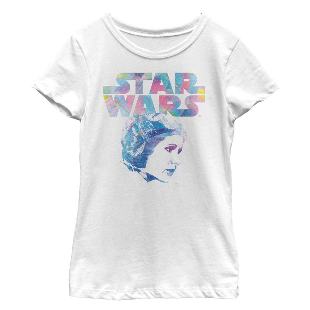 STAR WARS Girl's Modern Princess Leia Profile T-Shirt - White - Large