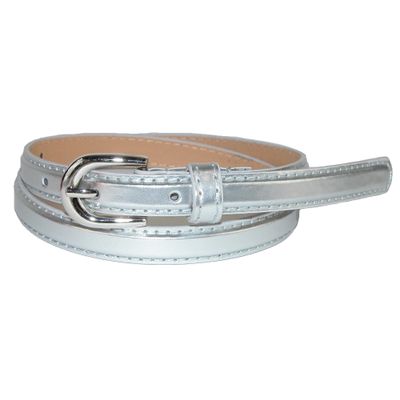 CTM Kid's 1/2 Inch Skinny Dress Belt, Medium, Silver