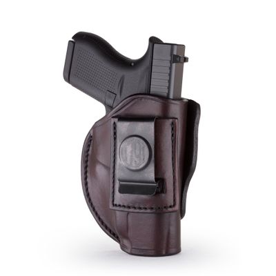 1791 GunLeather 4-Way G43 Holster - OWB and IWB CCW - Right Handed Leather Gun Holster - Fits Glock 43 (G43), Glock 42 (G42), Kahr CW380 and S&W Bodyguard