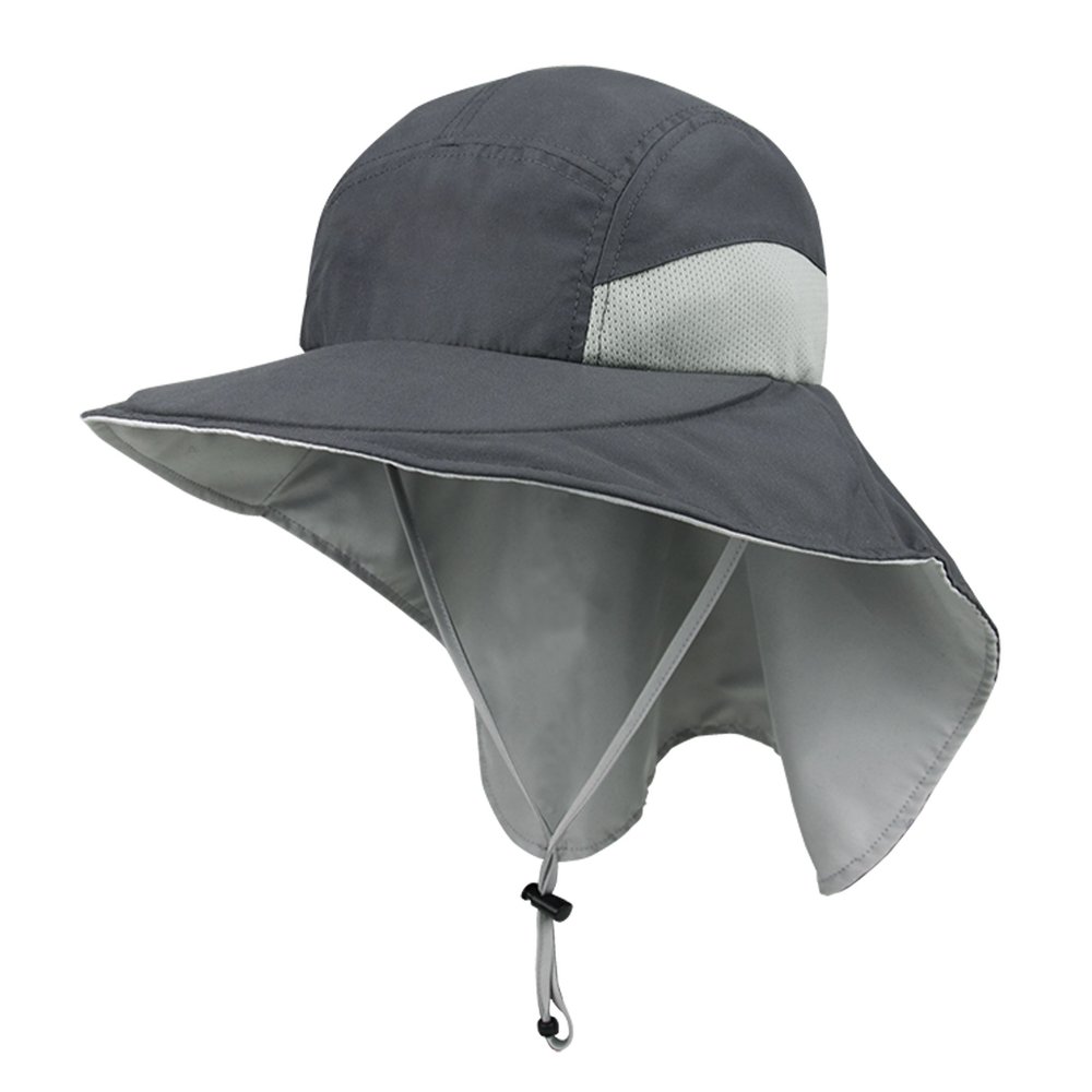 Juniper Microfiber Wide Brim Flap Cap Charcoal