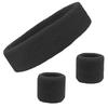 Kenz Laurenz Sweatband Set Cotton Sports Headband Terry Cloth Wristband Moisture Wicking Sweat Absorbing Athletic Exercise Basketball Wrist Sweatbands and Headbands (Black) Fits Most view 1