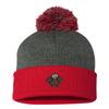 Go All Out One Size Dark Heather Grey/red Pom Turkey Embroidered Knit Beanie Pom Cap view 1