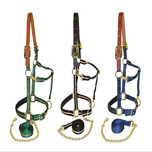 Horse Fare Products Nylon Halter, Break Away, Striped (Hunter/Tan, Oversize)