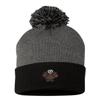 One Size Dark Heather Grey/Black Pom Turkey Embroidered Knit Beanie Pom Cap view 1
