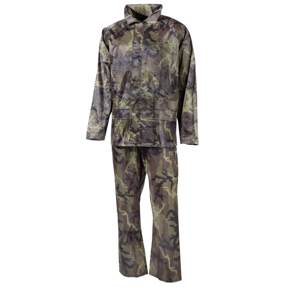 MFH Waterproof Top and Bottom Suit Set, All Weather Protection, Rainwear, Hood, Storage Bag Included -