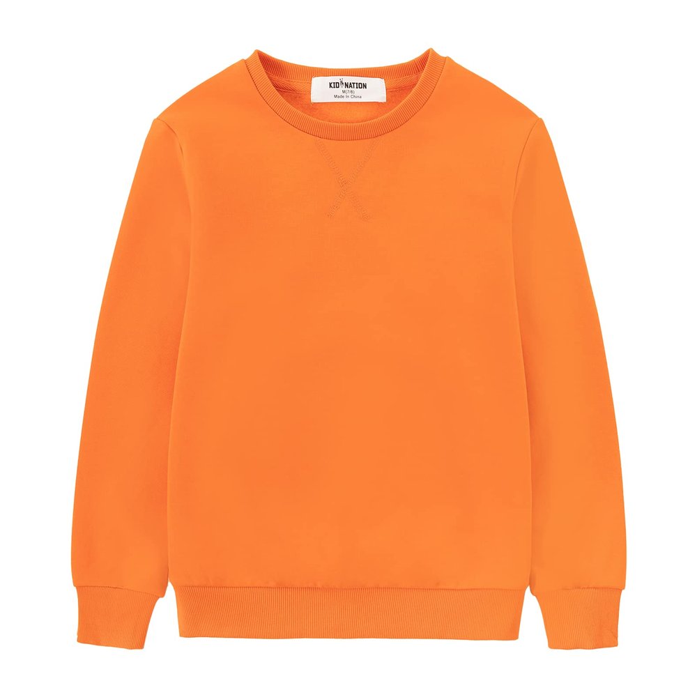 Kid Nation Kids' Slouchy Soft Brushed Fleece Casual Basic Crewneck Sweatshirt for Boys or Girls XS Orange