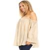 Anna-Kaci Womens Semi Sheer Boho Peasant Long Sleeve Off The Shoulder Top, Beige, X-Large view 4