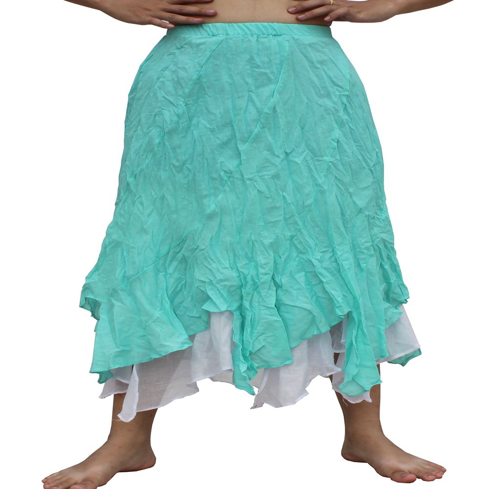 2 Layer Gypsy Skirt Long Flowing Quality in Light Green White sz M