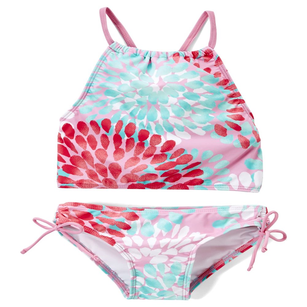 Kanu Surf Girls' Little Daisy Halter Tankini Beach Sport 2-Piece Swimsuit, Pink, 5