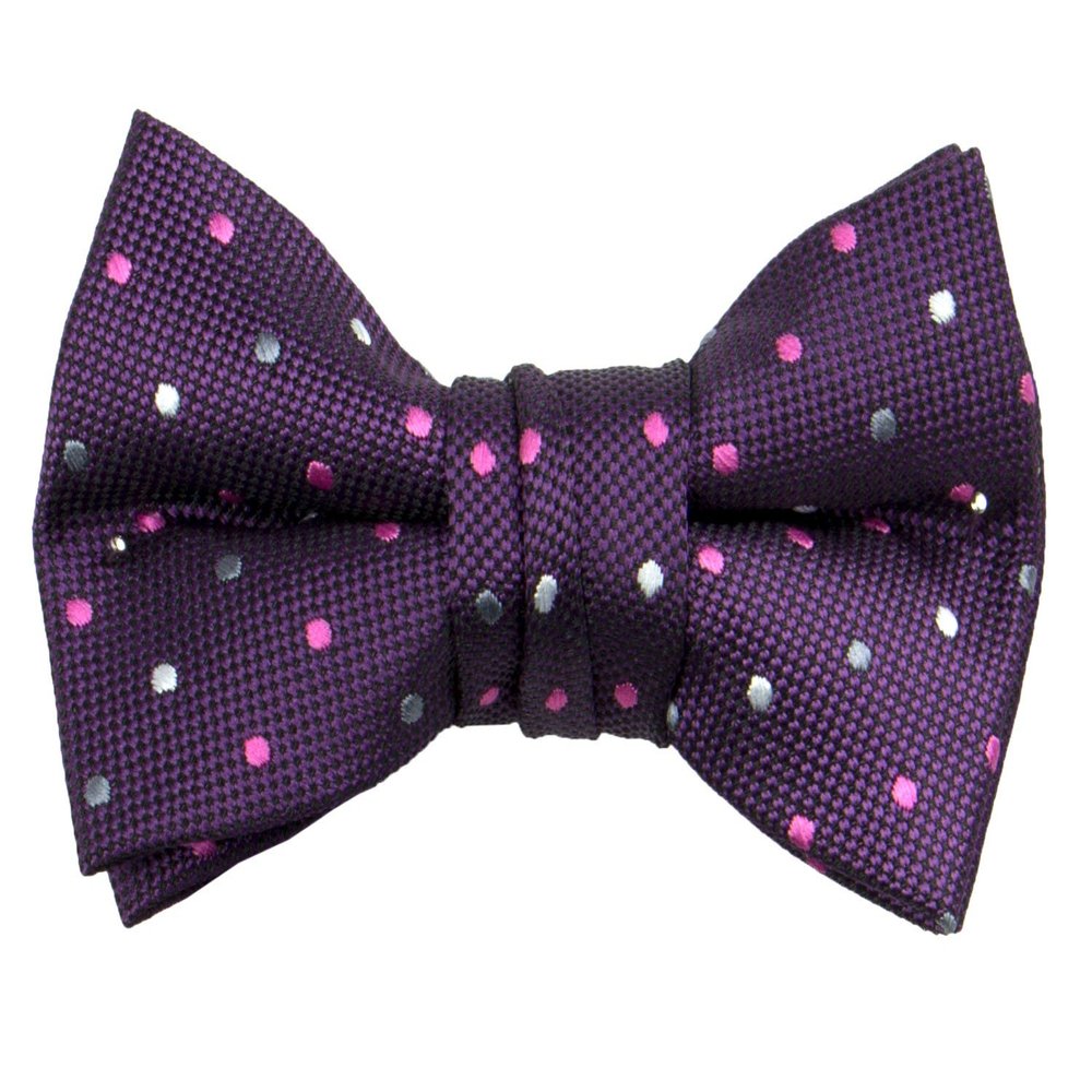 Spring Notion Boys' Pre-tied Woven Bow Tie Small Purple Dotted
