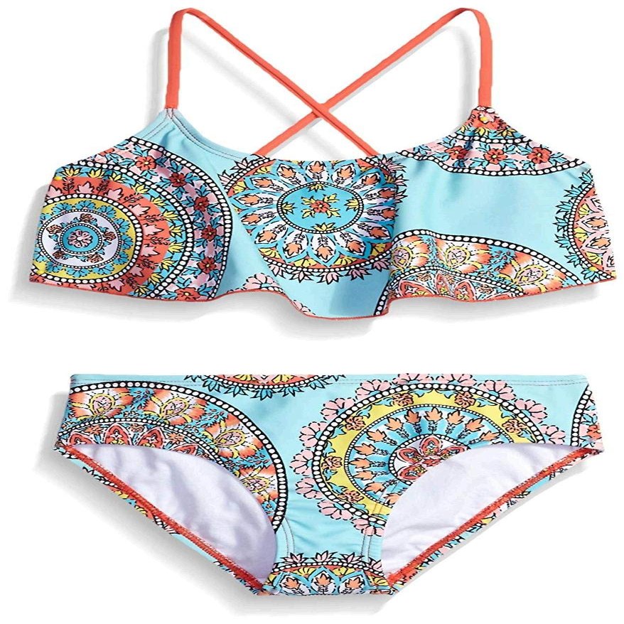 Kanu Surf Little Girl's Jasmine Flounce Bikini Beach Sport 2-Piece Swimsuit Swimwear, Multi, 6
