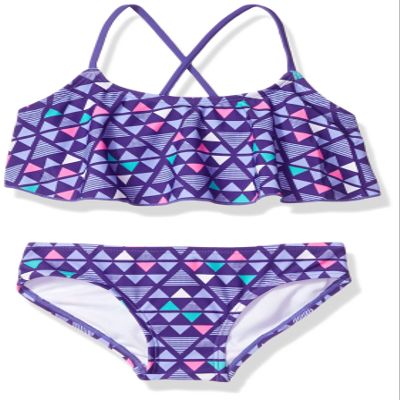 Kanu Surf Toddler Girl's Jade Flounce Bikini Beach Sport 2-Piece Swimsuit Swimwear, Purple, 4T