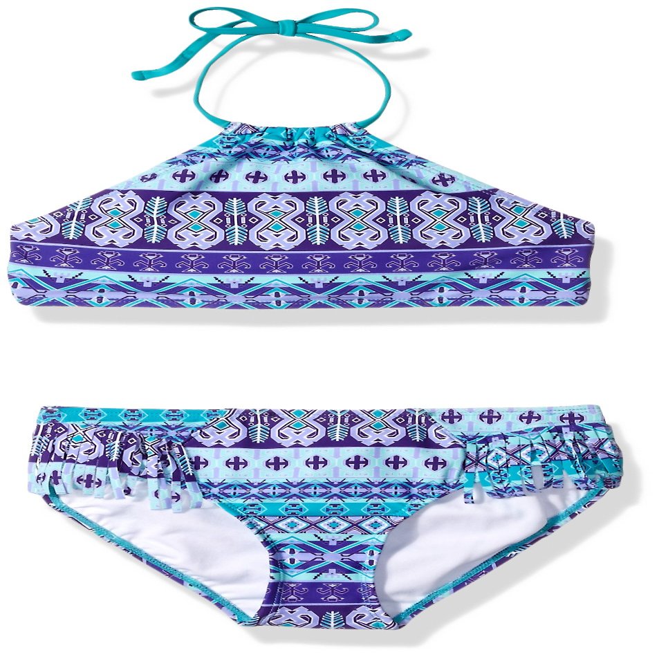 Kanu Surf Girls' Big Mahina Halter Bikini Beach Sport 2-Piece Swimsuit, Purple, 14