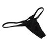 Jaxu Men's Micro Thong Drawing String Mini Bikini Guys Underwear Narrow Pouch Male Shiny T-Back Lingerie Black L view 2