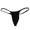 Jaxu Men's Micro Thong Drawing String Mini Bikini Guys Underwear Narrow Pouch Male Shiny T-Back Lingerie Black L view 3