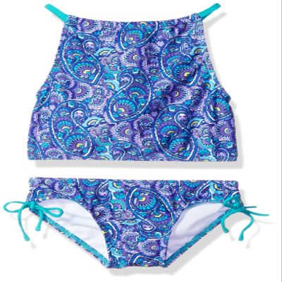 Kanu Surf Girls' Big Sundance Paisley Tankini Beach Sport 2-Piece Swimsuit, Purple, 8