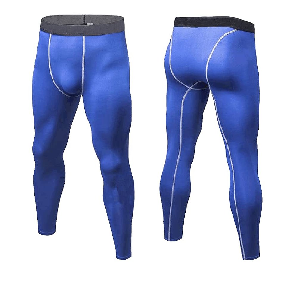 Guandoo Men's Compression Football Running Tights Stretch Sport Pants Blue