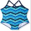 Kanu Surf Girls' Big Kirsten Chevron Beach Sport Banded 1-Piece Swimsuit, Blue, 7 view 1