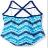 Kanu Surf Girls' Big Kirsten Chevron Beach Sport Banded 1-Piece Swimsuit, Blue, 7 view 2