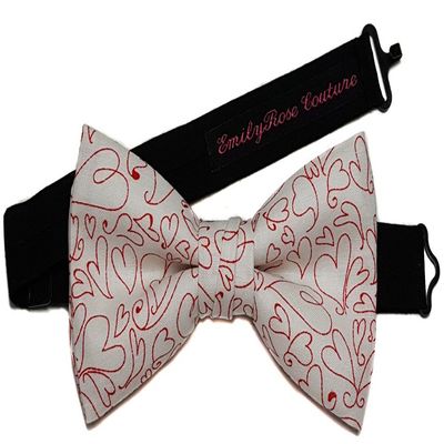 EmilyRose Couture Valentine's Bow Ties (6-12 Years of Age, Sketched Hearts)