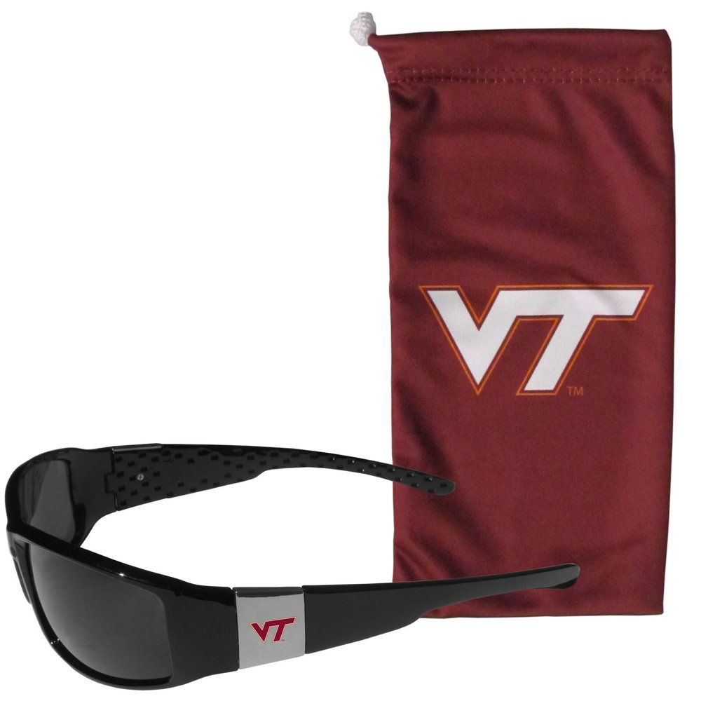 NCAA Siskiyou Sports Fan Shop Virginia Tech Hokies Chrome Wrap Sunglasses and Bag One Size Black